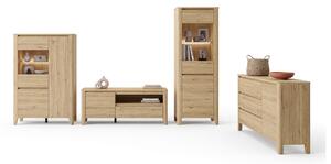 Set de living Talduno 108, Stejar deschis, Sticlă călită, PAL laminat