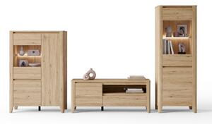 Set de living Talduno 108, Stejar deschis, Sticlă călită, PAL laminat