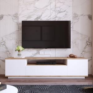 Comoda TV Zimfly, Alb - Gri, 180x45x45 cm