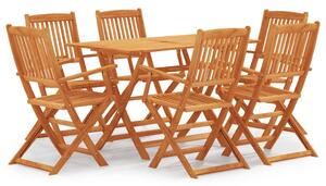 Set mobilier de exterior pliabil, 7 piese, lemn masiv eucalipt