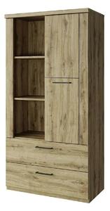 Dulap DOORSET, stejar navarra/negru, PAL laminat/plastic, 80x41x157 cm