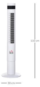 Homcom ventilator tip coloana, telecomanda inclusa, alb | AOSOM.ro