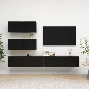 Set dulapuri TV, 4 buc., negru, lemn prelucrat