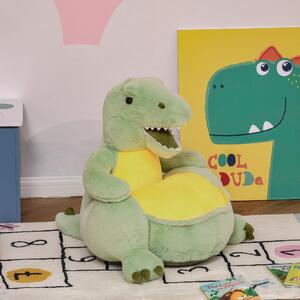 HOMCOM Fotoliu pentru copii in forma de dinozaur din plus cu baza antiderapanta, fotoliu pentru camera de copii verde 60x55x59 cm