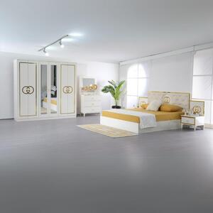 Set Mobila De Dormitor COD120 pat 180x200cm, dulap 220x210cm, noptiere, comoda cu oglinda