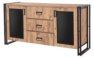 Comoda Arcas Tonya, pin atlantic/negru, PAL melaminat, 160x45x80 cm