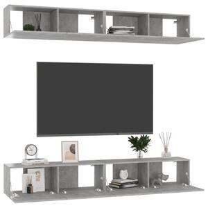Dulapuri TV, 4 buc, gri beton, 100x30x30 cm, lemn prelucrat