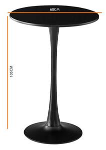 Masa de bar 2HOME stil Tulip rotunda, Negru, picior fix, 60*105cm