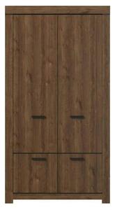 Dulap BRASS, stejar brun, PAL laminat, cu 4 usi, 112x60x210 cm