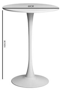 Masa de bar 2HOME stil Tulip rotunda, Alb, picior fix, 60*105cm