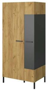 Dulap SANTES, stejar artisan auriu/gri antracit, PAL laminat, cu 2 usi