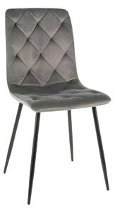 Scaun tapitat JERRY, gri/negru, stofa catifelata/metal, 45x39x91 cm