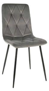 Scaun TOM, gri/negru, stofa catifelata/metal, 45x39x91 cm