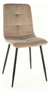 Scaun bucatarie metalic IVO, bej/negru, stofa catifelata, 45x39x91 cm