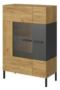 Vitrina SANTES, stejar artisan auriu, PAL laminat, 90x42x135 cm