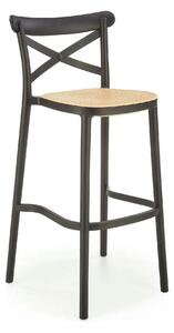 Scaun bar H111, crem/negru, polipropilena, 47x47x103 cm