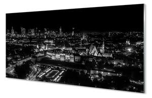 Tablouri acrilice panorama de noapte de zgârie-nori Varșovia