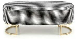 Bancheta HARMONY, negru/alb/auriu, stofa clasica/otel, 105x40x42 cm