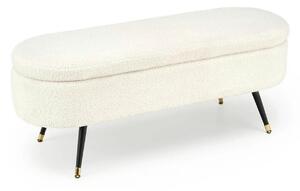Bancheta pentru hol AVEIRO, stofa buclata crem, 120x46x40 cm