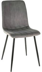 Scaun tapitat stofa catifelata ALAN, gri/negru, 45x39x91 cm