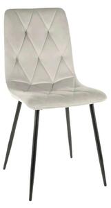Scaun TOM, gri deschis/negru, stofa catifelata/metal, 45x39x91 cm