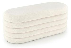 Bancheta tapitata hol BLISS, stofa buclata crem, 105x42x42 cm