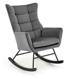 Scaun balansoar tapitat BAZALTO, gri/negru, stofa catifelata, 70x90x92