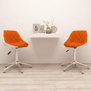 Scaune de masă pivotante 2 buc portocaliu/alb, piele ecologică