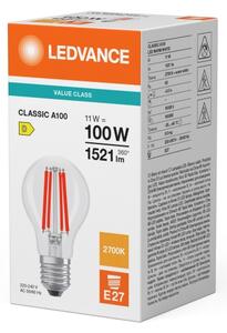 Bec cu filament LED CLASSIC A60 E27/11W/230V 2700K - Ledvance