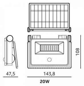 Proiector solar LED cu senzor NCS G2 LED/20W/3,7V 3000/4000/6500K IP54 2600 mAh