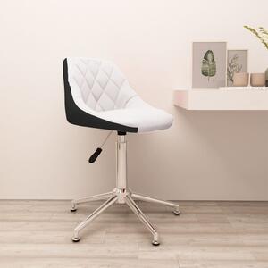 Scaun de birou pivotant, alb și negru, piele ecologică