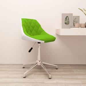 Scaun de birou pivotant, verde și alb, piele ecologică