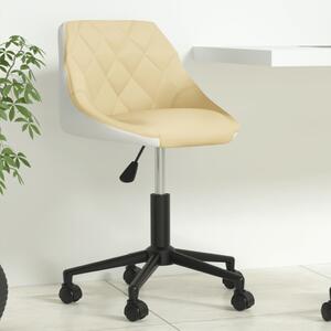 Scaun de birou pivotant, crem și alb, piele ecologică