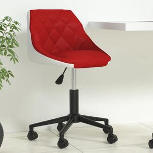 Scaun de birou pivotant, roșu vin și alb, piele ecologică