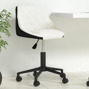 Scaun de birou pivotant, alb și negru, piele ecologică