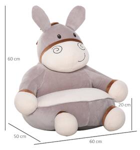 HOMCOM Fotoliu pentru copii in forma de magarus din plus cu baza antiderapanta, mobilier pentru dormitor copii, roz, 60x55x60 cm