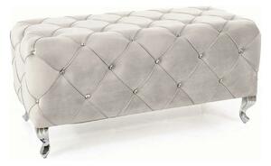 Taburet HESTIA, stofa catifelata gri deschis - Bluvel 03, 100x50x46 cm