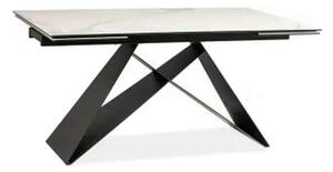 Masa extensibila WESTIN III, alb/negru, sticla/metal, 180-260x90x77 cm