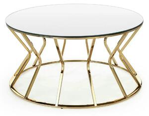 Masuta cafea AFINA, oglinda/auriu, sticla/otel, 90x90x46 cm