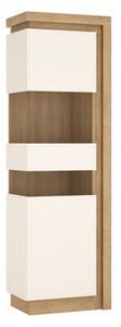 Vitrina living LEONARDO LYOV03L, PAL melaminat, stejar riviera/alb lucios, 60x42x198 cm, deschidere stanga