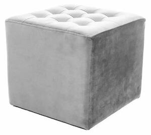 Taburet LORI, stofa catifelata gri deschis, 39x39x34 cm
