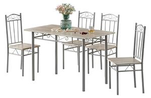Set masa cu 4 scaune, FUR-101-160S, 110x67x75 cm, gri