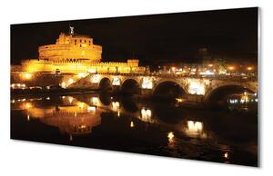 Tablouri pe sticlă Roma River poduri noapte