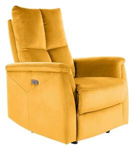 Fotoliu recliner NEPTUN, galben, stofa catifelata/metal, 76x94/160x96