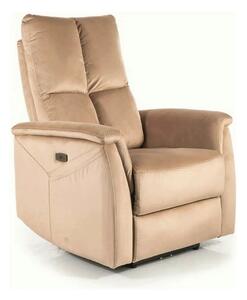 Fotoliu recliner NEPTUN M, bej, stofa catifelata/metal, functie de mas