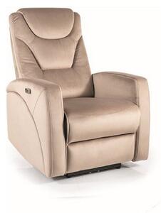 Fotoliu recliner KRONOS, stofa catifelata bej, rabatare electrica, 79x94x107 cm