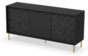 Comoda BULLET, negru/auriu, PAL laminat, 155x41x73 cm