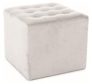 Taburet LORI, stofa catifelata gri deschis, 39x39x34 cm