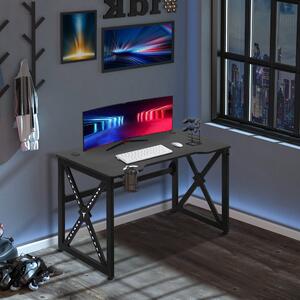 HOMCOM Birou gaming cu lumini LED in 20 culori, birou PC cu suport pahare si carlig pentru casti, 120x60x73cm, negru