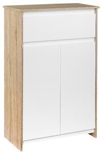 Kleankin Mobilier de baie multifunctional, mobilier de baie cu dulap si sertar, de dimensiuni reduse, culoarea lemnului si alb 60x30x90cm